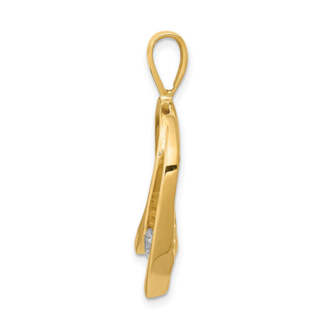 14k Yellow Gold Pendant with Diamond Accent, Modern Abstract Loop Design