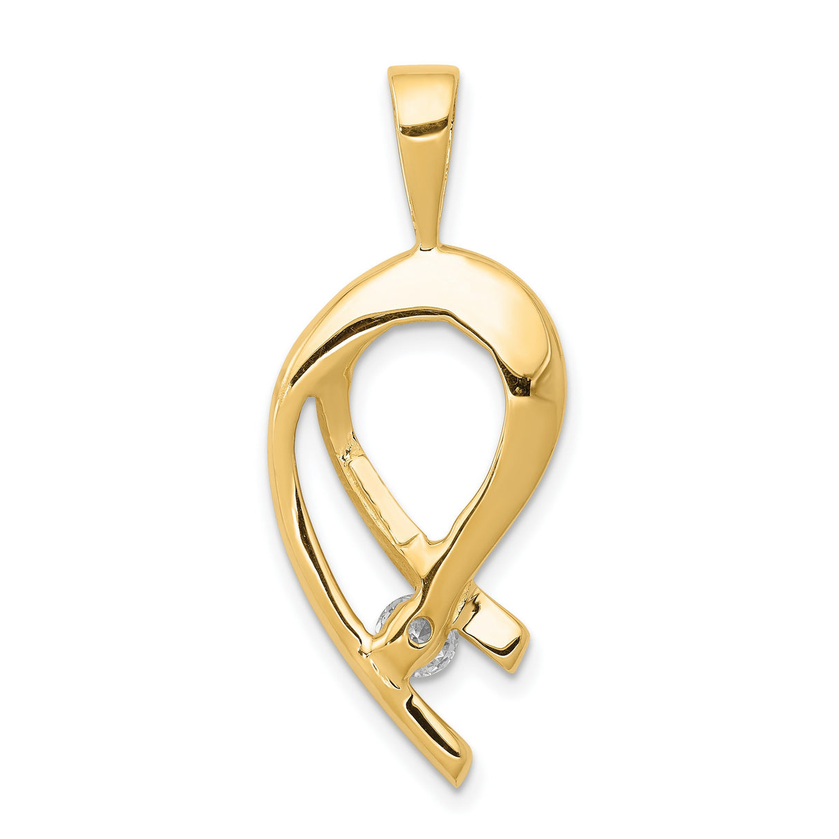 14k Yellow Gold Pendant with Diamond Accent, Modern Abstract Loop Design