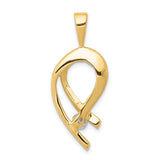 14k Yellow Gold Pendant with Diamond Accent, Modern Abstract Loop Design