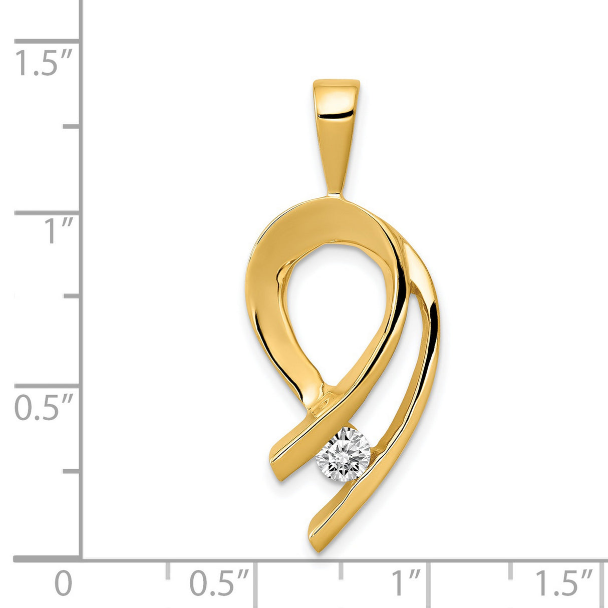 14k Yellow Gold Pendant with Diamond Accent, Modern Abstract Loop Design
