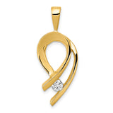 14k Yellow Gold Pendant with Diamond Accent, Modern Abstract Loop Design