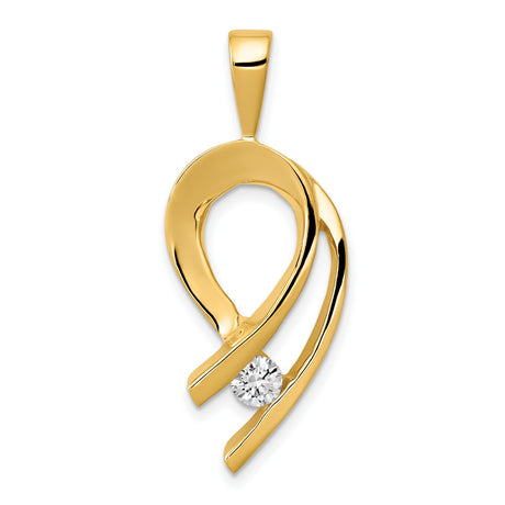 14k Yellow Gold Pendant with Diamond Accent, Modern Abstract Loop Design
