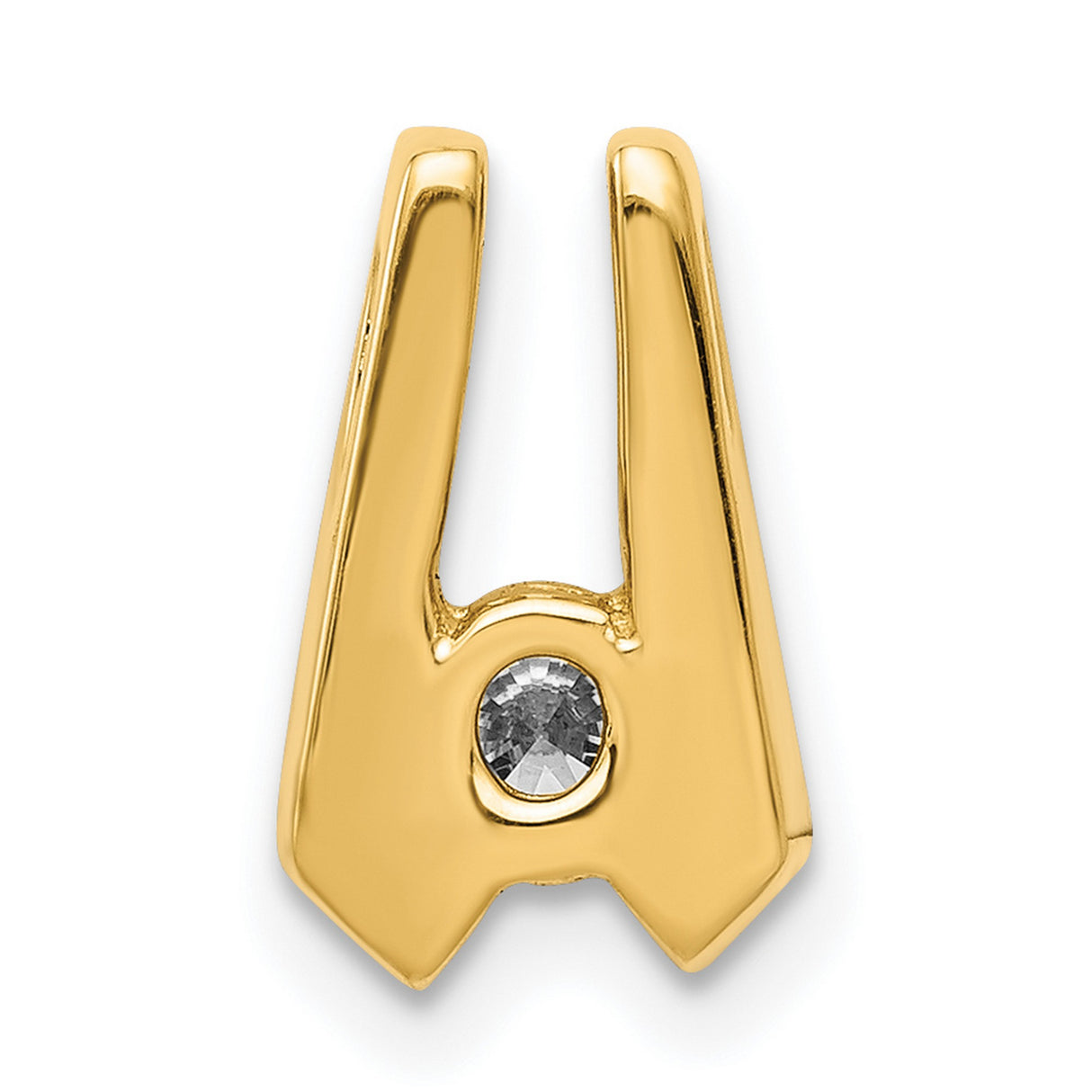 AAA 4mm Diamond Slide Charm Pendant in Real 14k Yellow Gold