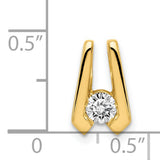 AAA 4mm Diamond Slide Charm Pendant in Real 14k Yellow Gold