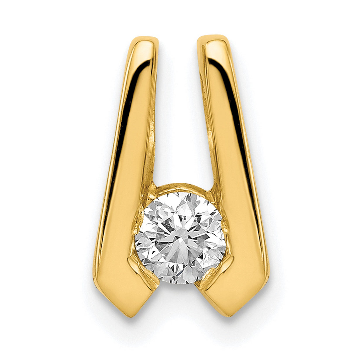 A 4mm Diamond Slide Charm Pendant in Real 14k Yellow Gold