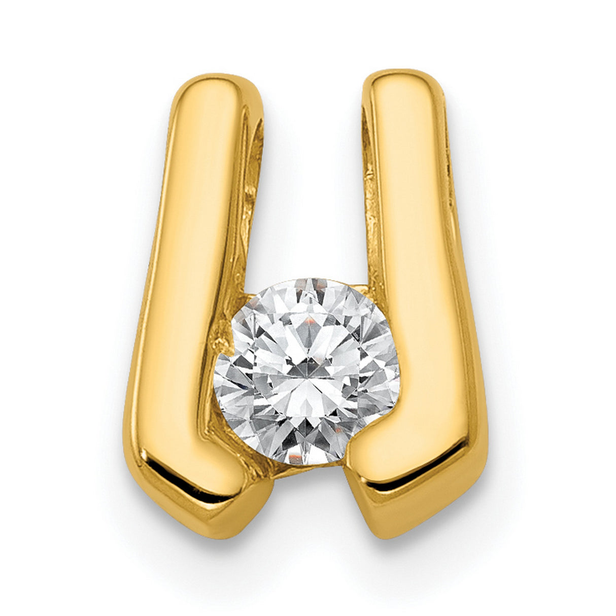 AA 3.75mm Diamond Slide Charm Pendant in Real 14k Yellow Gold
