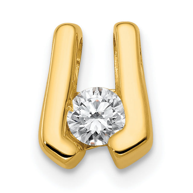 AA 3.75mm Diamond Slide Charm Pendant in Real 14k Yellow Gold