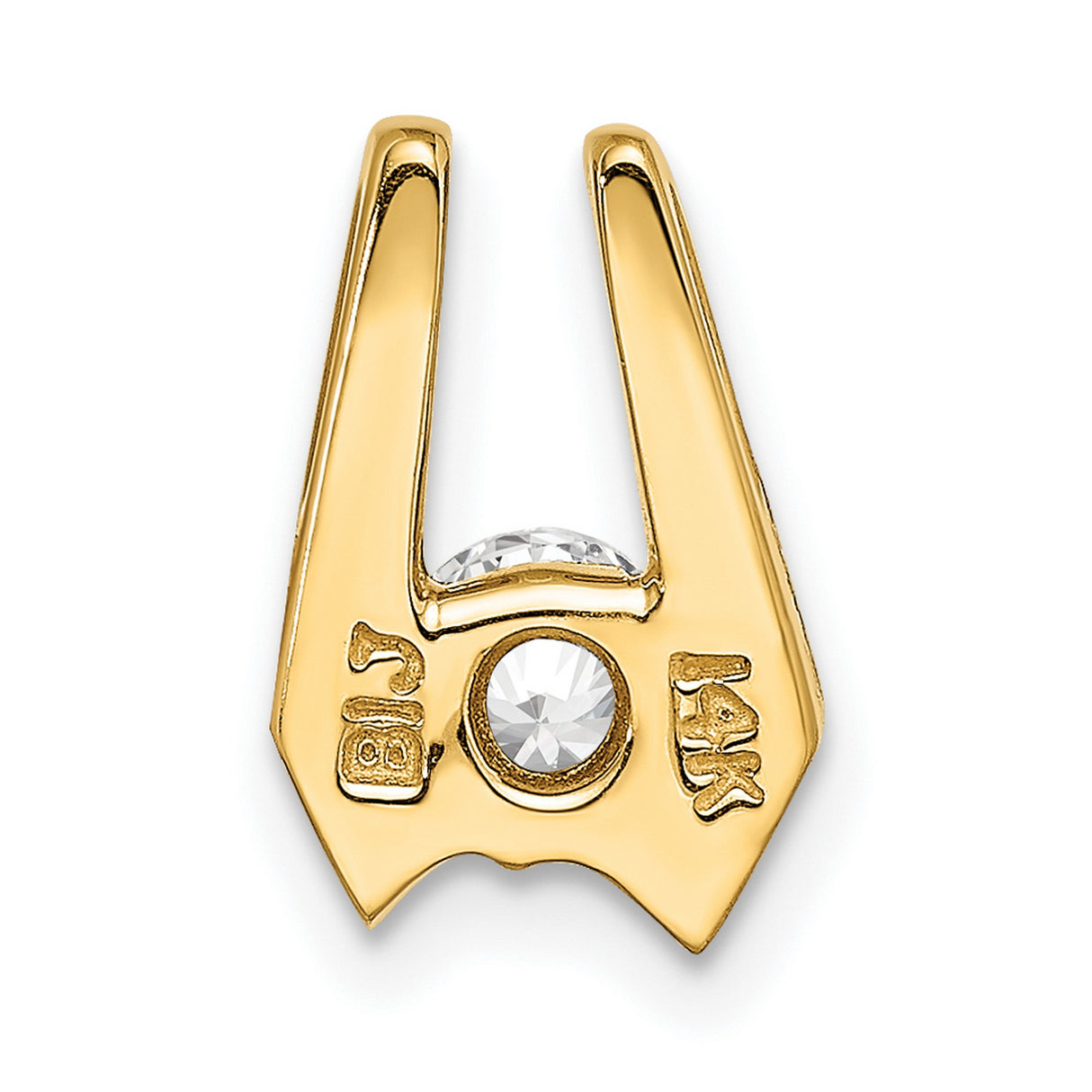 14k Yellow Gold Diamond Pendant, U-Shaped Modern Minimalist Design for Women