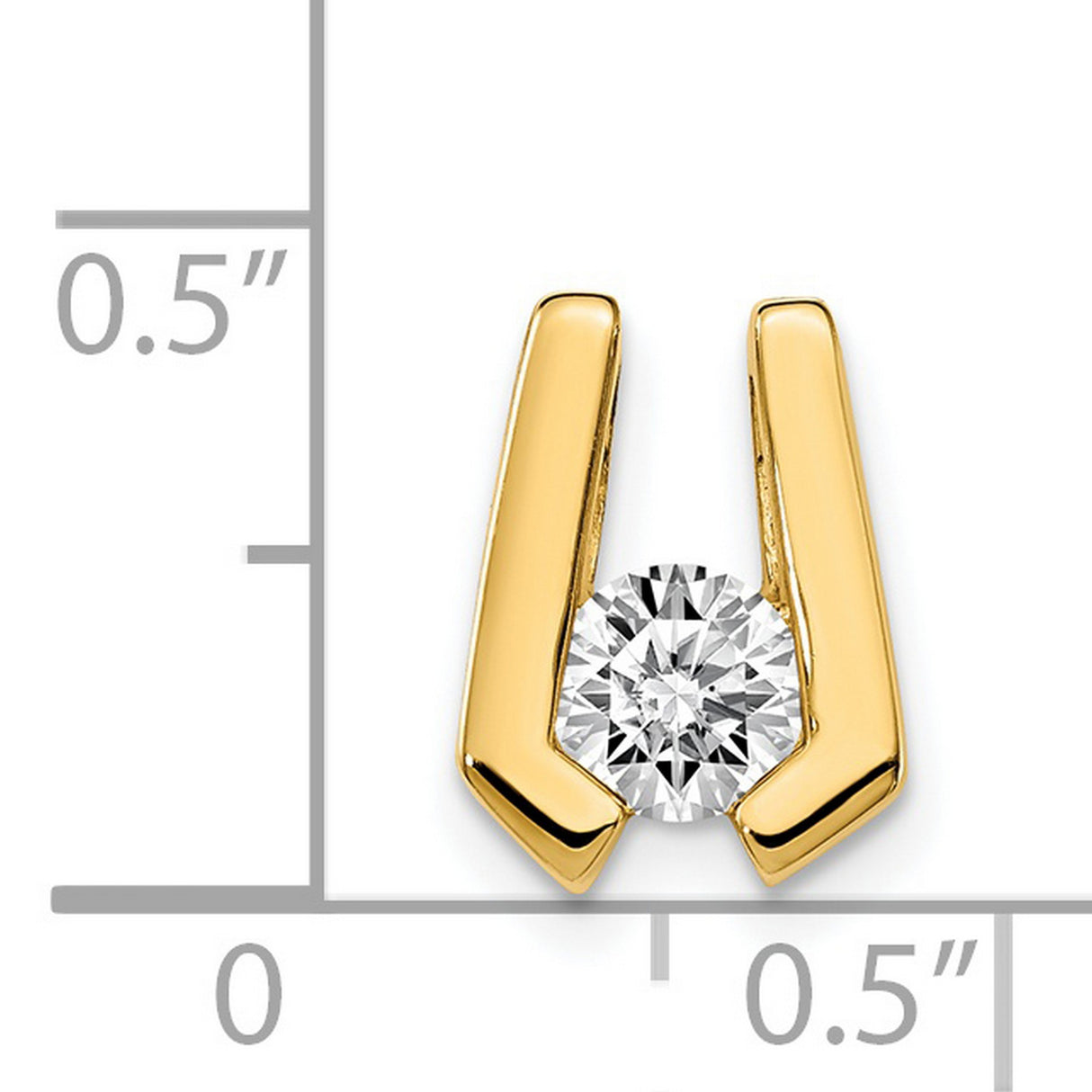 14k Yellow Gold Diamond Pendant, U-Shaped Modern Minimalist Design for Women