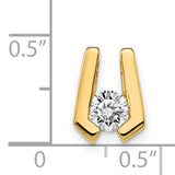 14k Yellow Gold Diamond Pendant, U-Shaped Modern Minimalist Design for Women