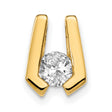 14k Yellow Gold Diamond Pendant, U-Shaped Modern Minimalist Design for Women