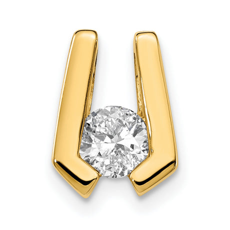 14k Yellow Gold Diamond Pendant, U-Shaped Modern Minimalist Design for Women