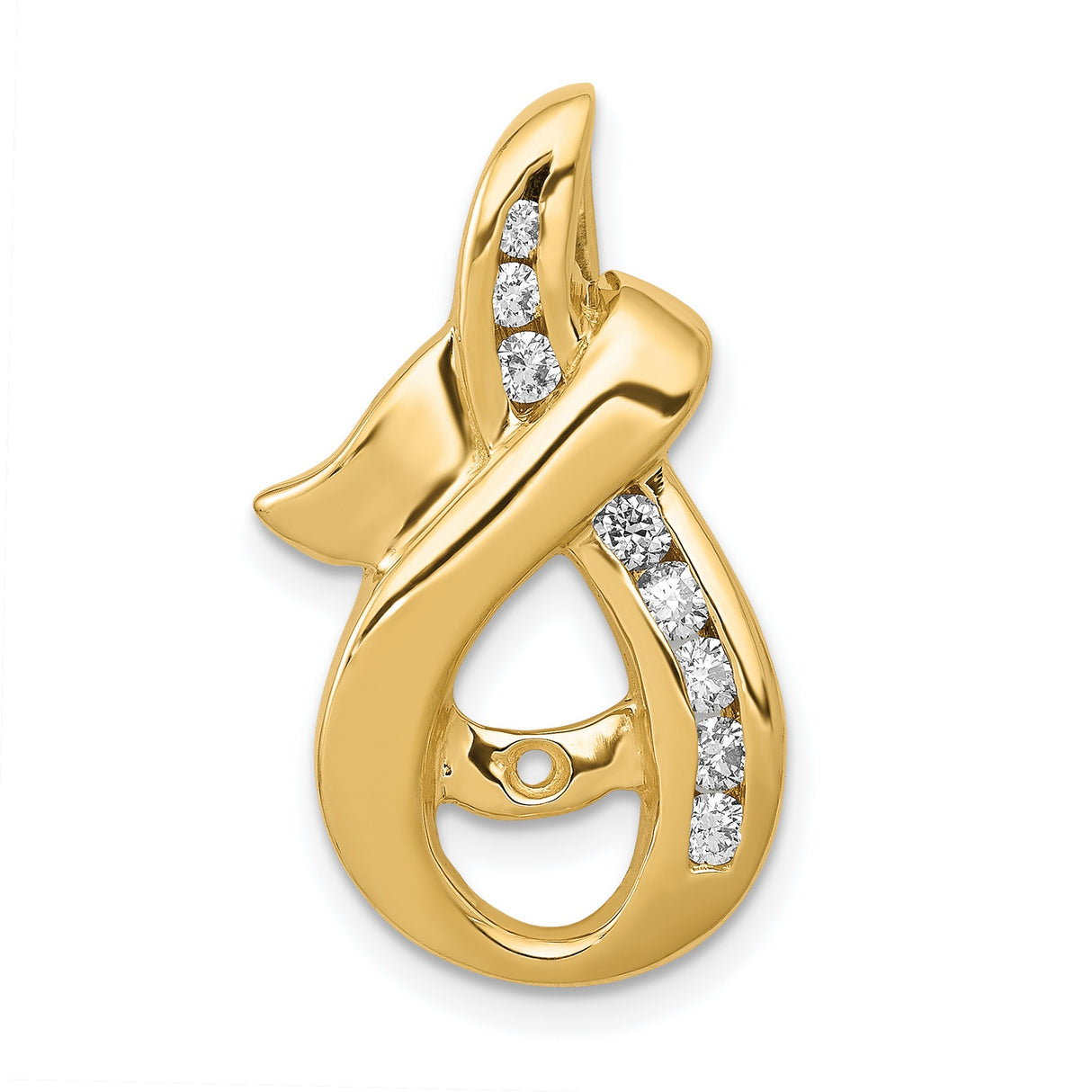 A Diamond Semi-mount Peg Slide Charm Pendant in Real 14k Yellow Gold