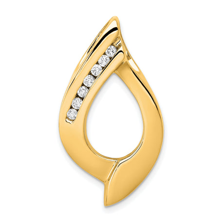 Holds 7-1.9mm stones AAA Diamond Slide Charm Pendant in Real 14k Yellow Gold