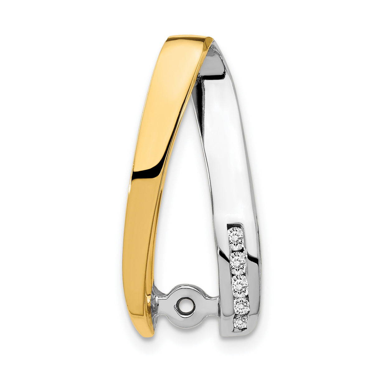 A Diamond Semi-mount Peg Slide Charm Pendant in Real 14k Multi-Tone Gold