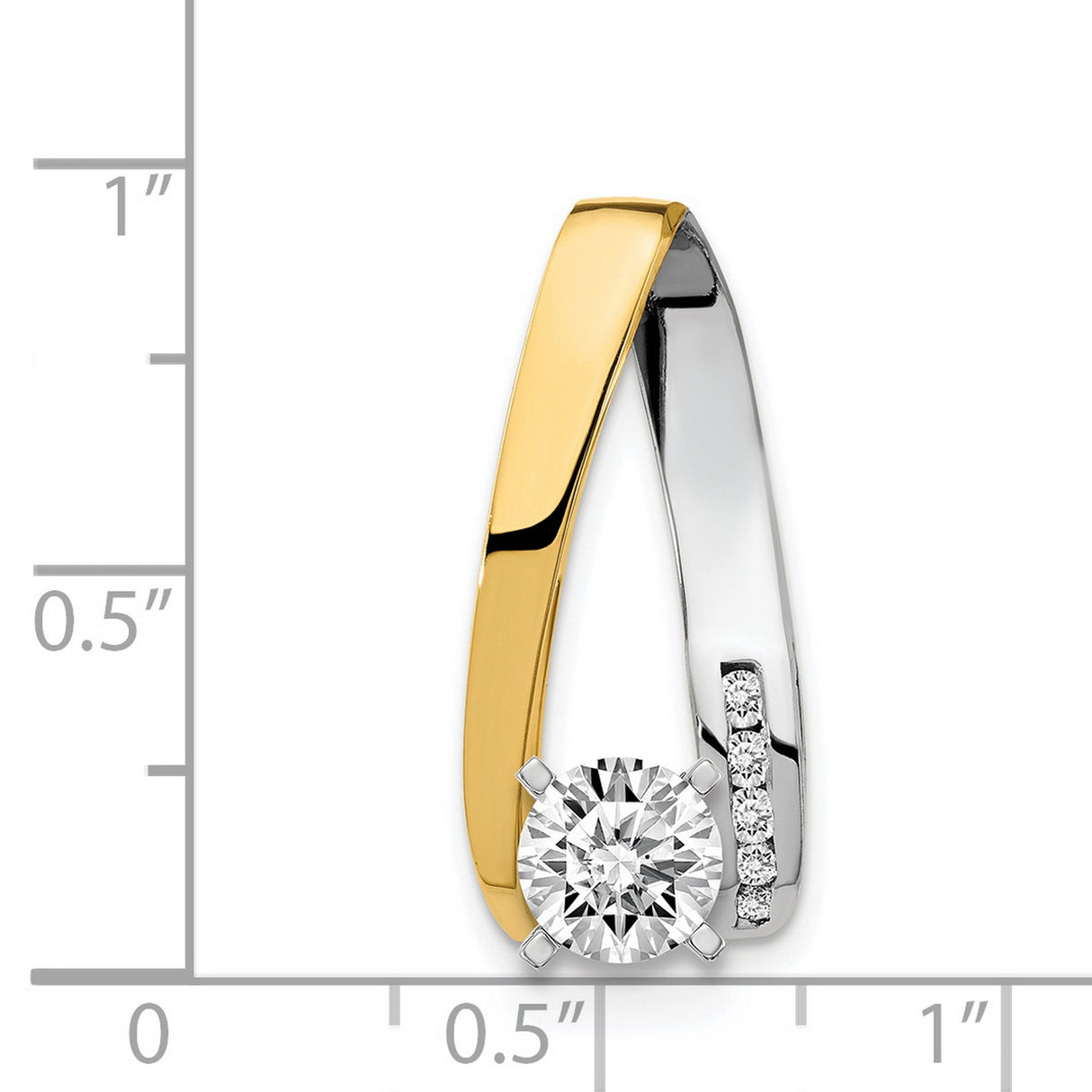 A Diamond Semi-mount Peg Slide Charm Pendant in Real 14k Multi-Tone Gold