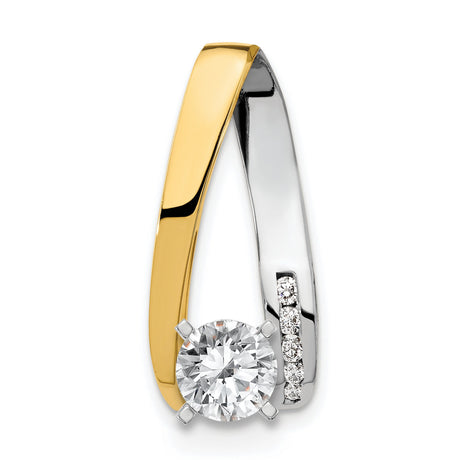 A Diamond Semi-mount Peg Slide Charm Pendant in Real 14k Multi-Tone Gold