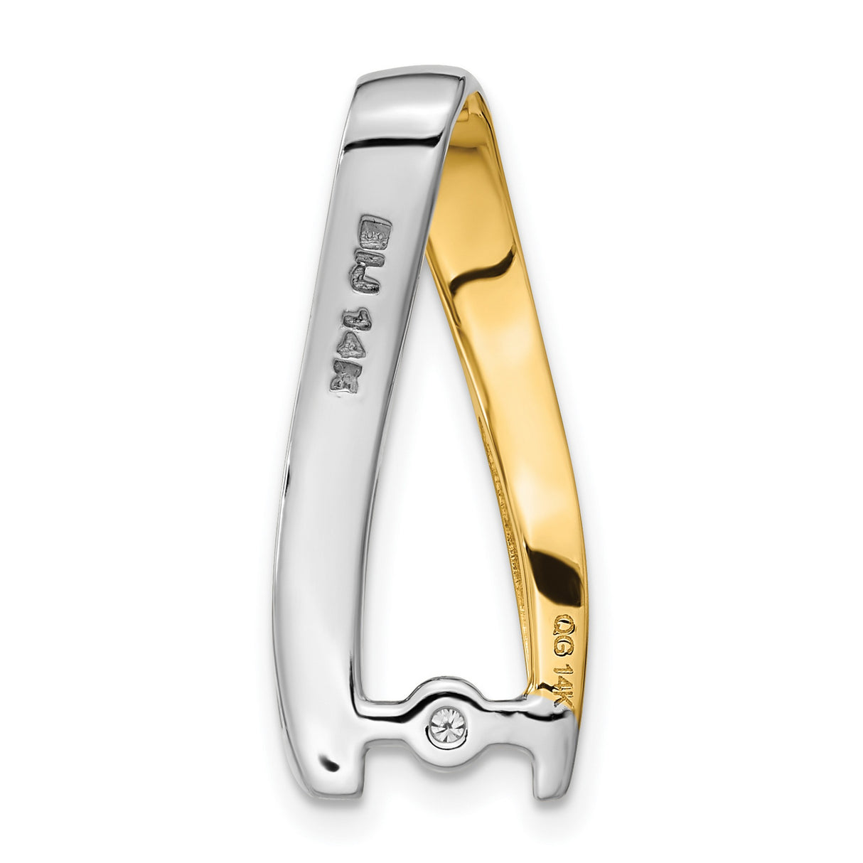 A Diamond Semi-mount Peg Slide Charm Pendant in Real 14k Multi-Tone Gold