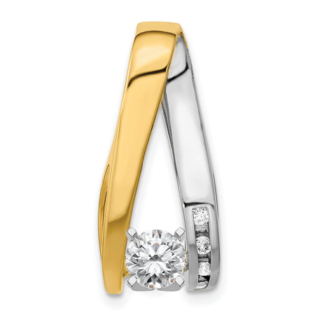 A Diamond Semi-mount Peg Slide Charm Pendant in Real 14k Multi-Tone Gold