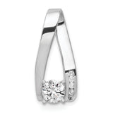 AAA Diamond Semi-mount Peg Slide Charm Pendant in Real 14k White Gold
