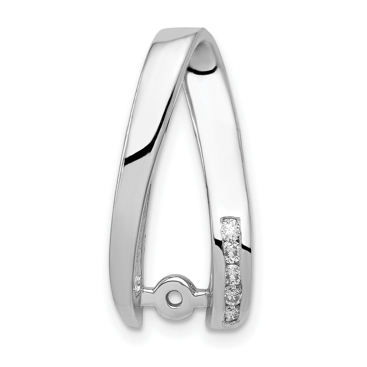 A Diamond Semi-mount Peg Slide Charm Pendant in Real 14k White Gold