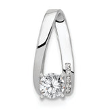 VS Diamond Semi-mount Peg Slide Charm Pendant in Real 14k White Gold