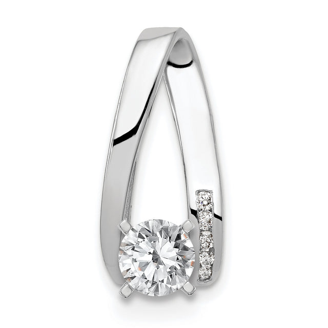 VS Diamond Semi-mount Peg Slide Charm Pendant in Real 14k White Gold