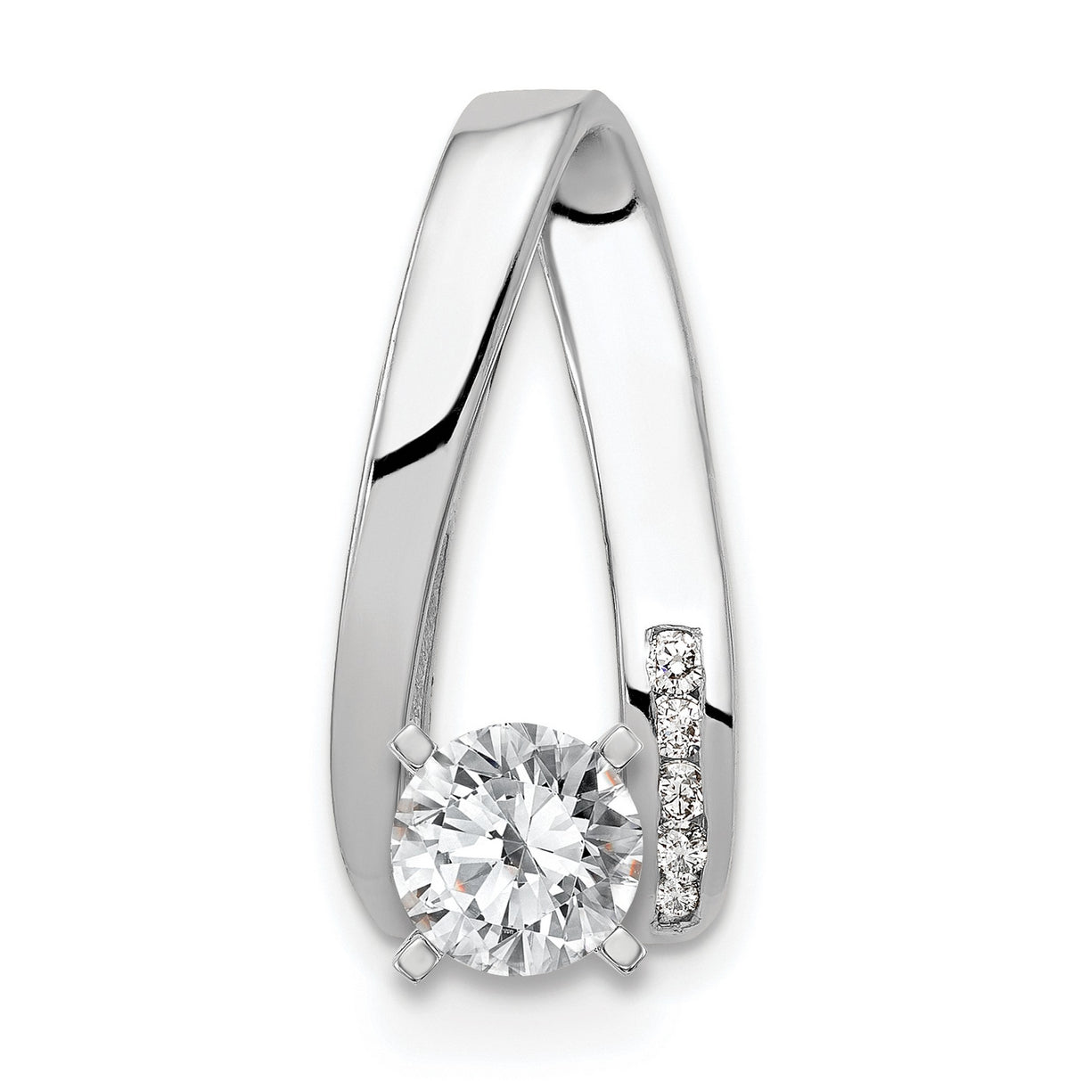 A Diamond Semi-mount Peg Slide Charm Pendant in Real 14k White Gold