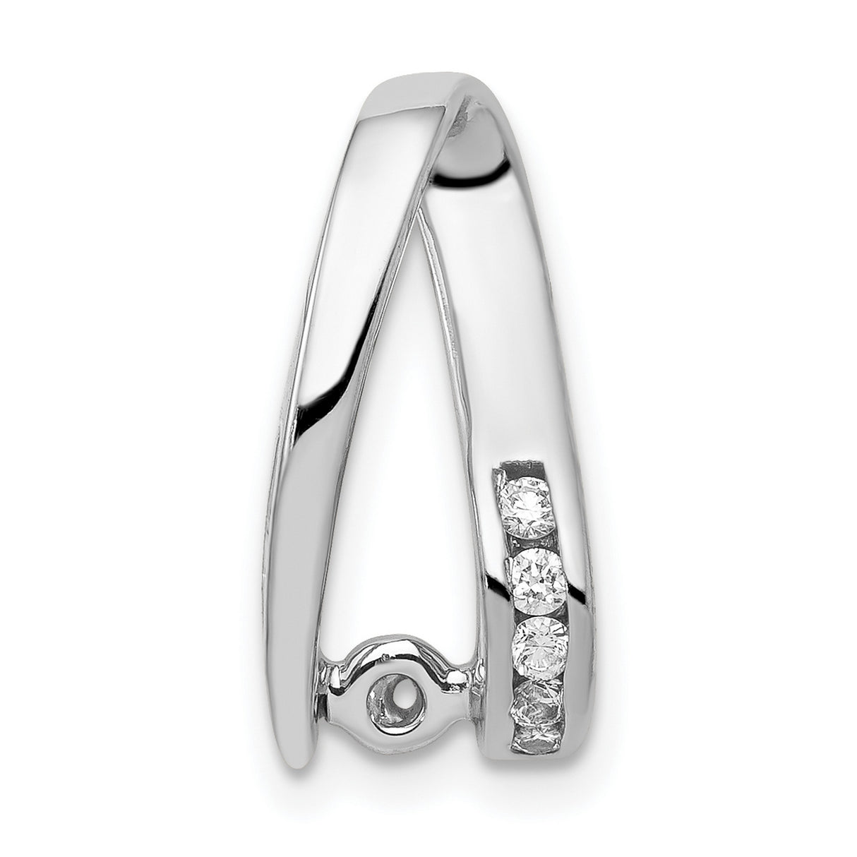 A Diamond Semi-mount Peg Slide Charm Pendant in Real 14k White Gold