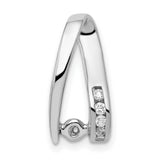 A Diamond Semi-mount Peg Slide Charm Pendant in Real 14k White Gold
