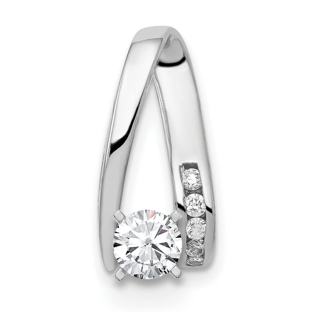 A Diamond Semi-mount Peg Slide Charm Pendant in Real 14k White Gold