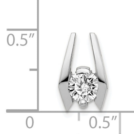5.25mm AAA Diamond Slide Charm Pendant in Real 14k White Gold