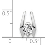 14k White Gold Pendant with Round Cut Diamond, Bold Angular Design, Modern Geometric Look