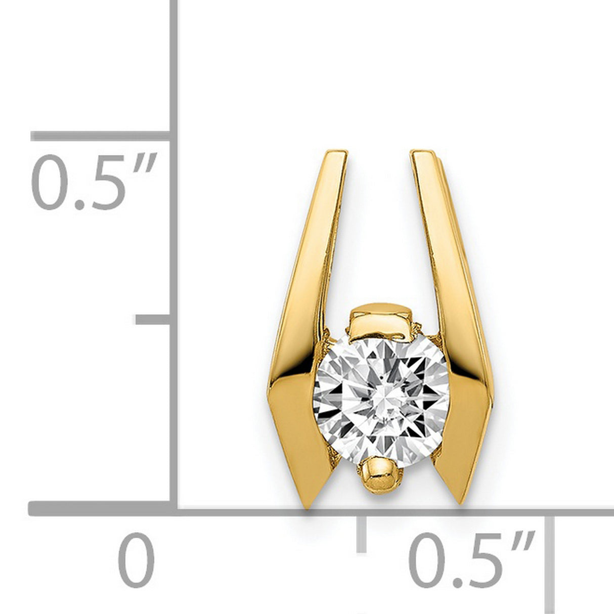 14k Yellow Gold Pendant with Round-Cut Diamond in Solitaire V-Prong Setting for Women
