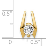 14k Yellow Gold Pendant with Round-Cut Diamond in Solitaire V-Prong Setting for Women