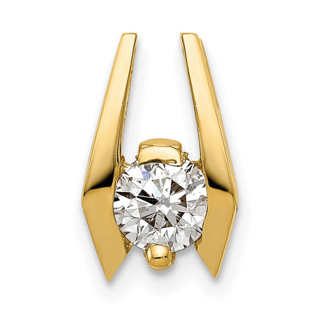 14k Yellow Gold Pendant with Round-Cut Diamond in Solitaire V-Prong Setting for Women