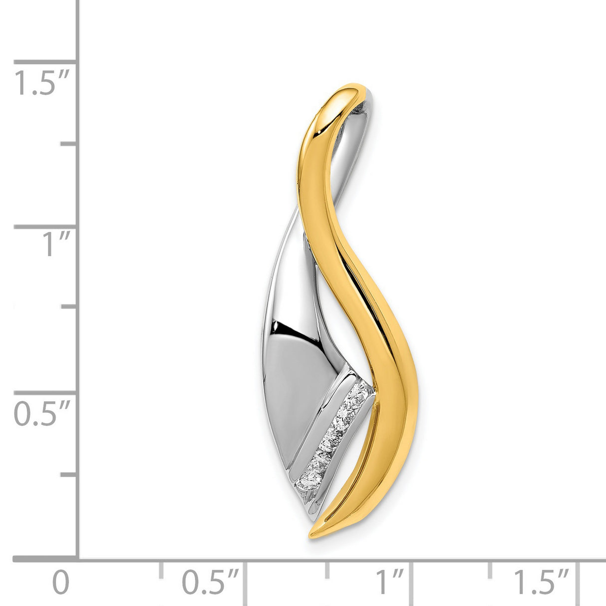 AAA Diamond Twisted Ribbon Slide Chain Slide Charm Pendant in Real 14k Multi-Tone Gold