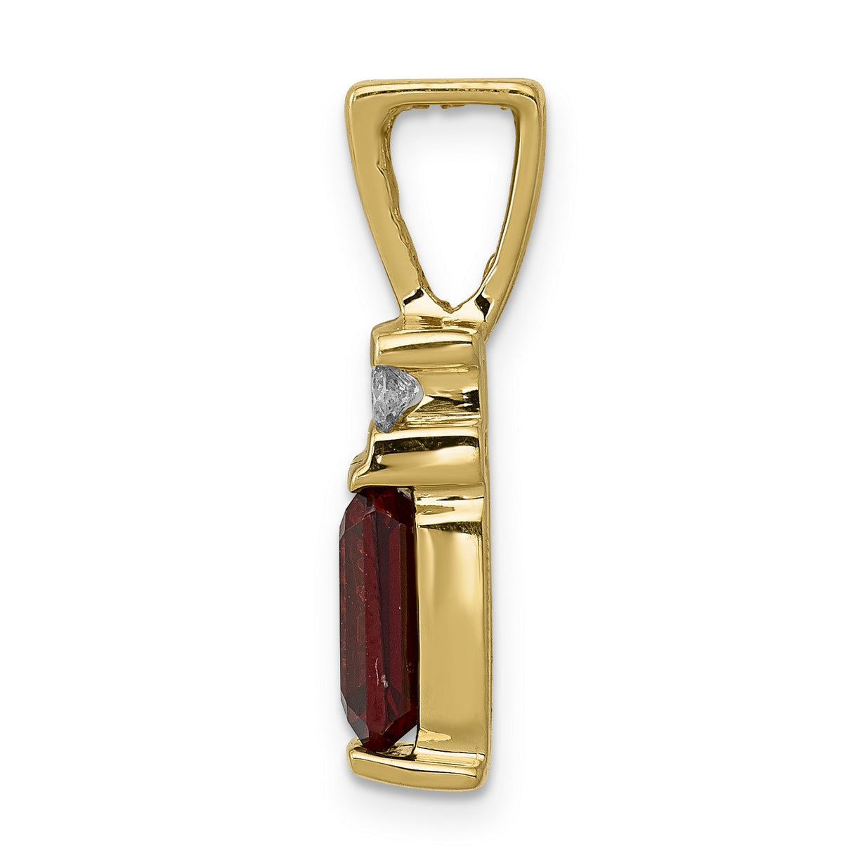 8x6mm Emerald Cut Garnet AA Diamond slide Charm Pendant in Real 14k Yellow Gold