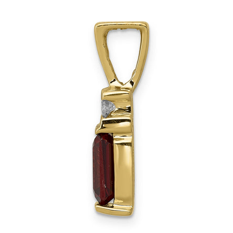 8x6mm Emerald Cut Garnet AA Diamond slide Charm Pendant in Real 14k Yellow Gold