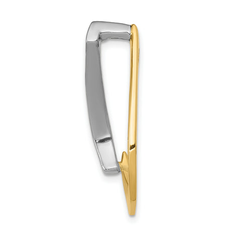 14k Two-Tone Gold Teardrop Pendant with Channel Set Diamonds, Modern Design
