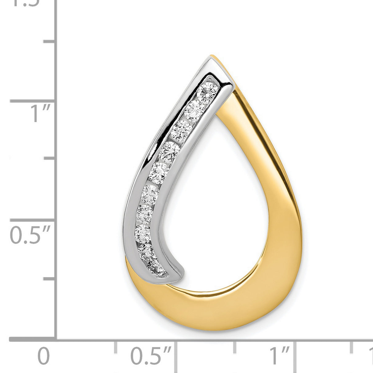 14k Two-Tone Gold Teardrop Pendant with Channel Set Diamonds, Modern Design