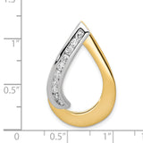 14k Two-Tone Gold Teardrop Pendant with Channel Set Diamonds, Modern Design