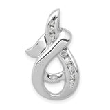 AAA Diamond Semi-mount Peg Slide Charm Pendant in Real 14k White Gold