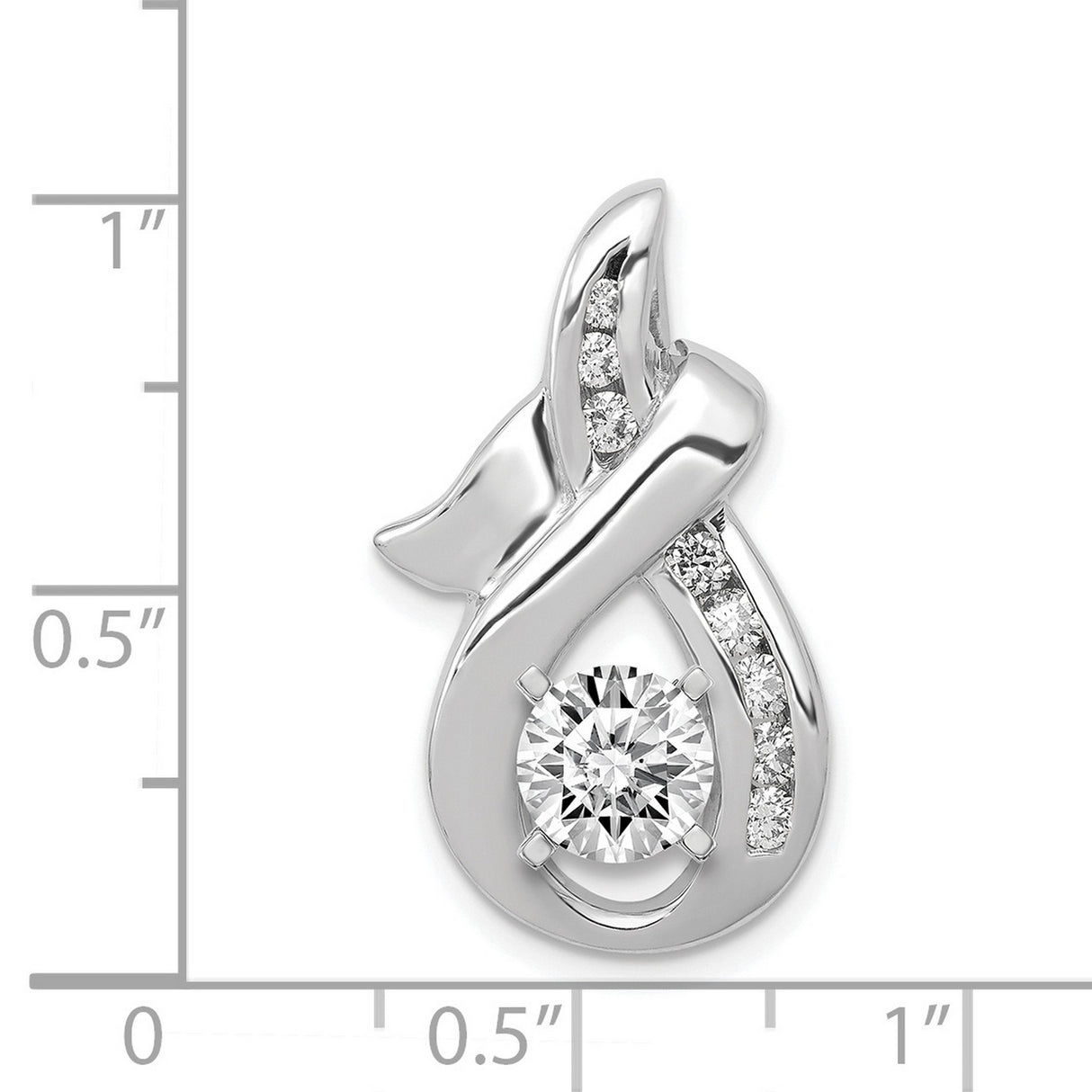 AAA Diamond Semi-mount Peg Slide Charm Pendant in Real 14k White Gold