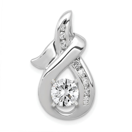 AAA Diamond Semi-mount Peg Slide Charm Pendant in Real 14k White Gold