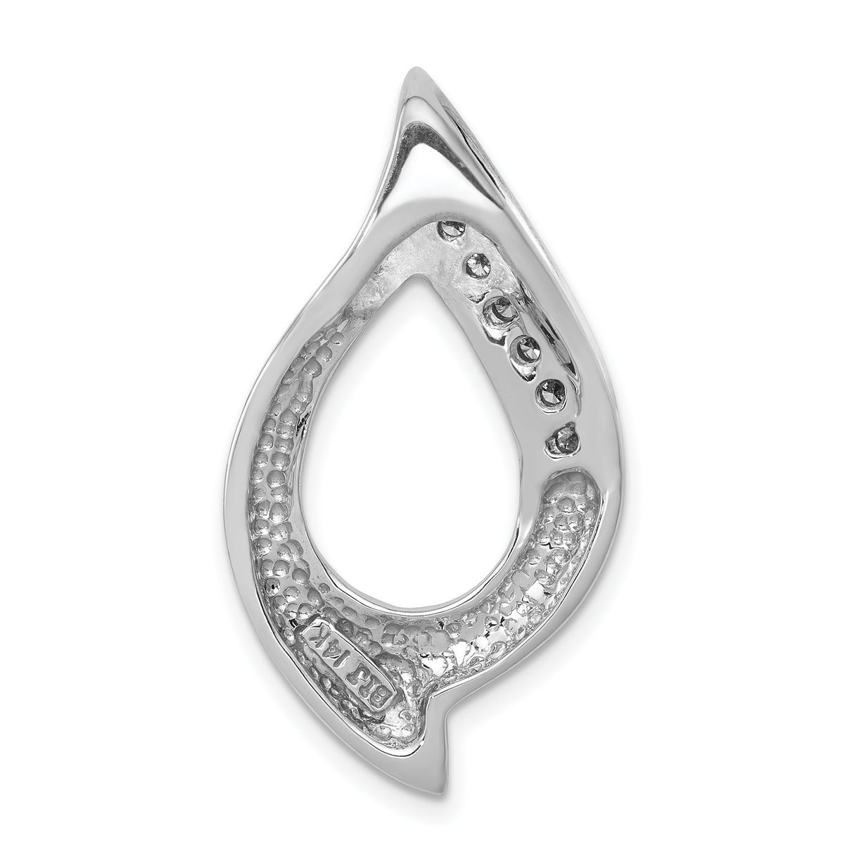 Holds 7-1.9mm stones VS Diamond Slide Charm Pendant in Real 14k White Gold