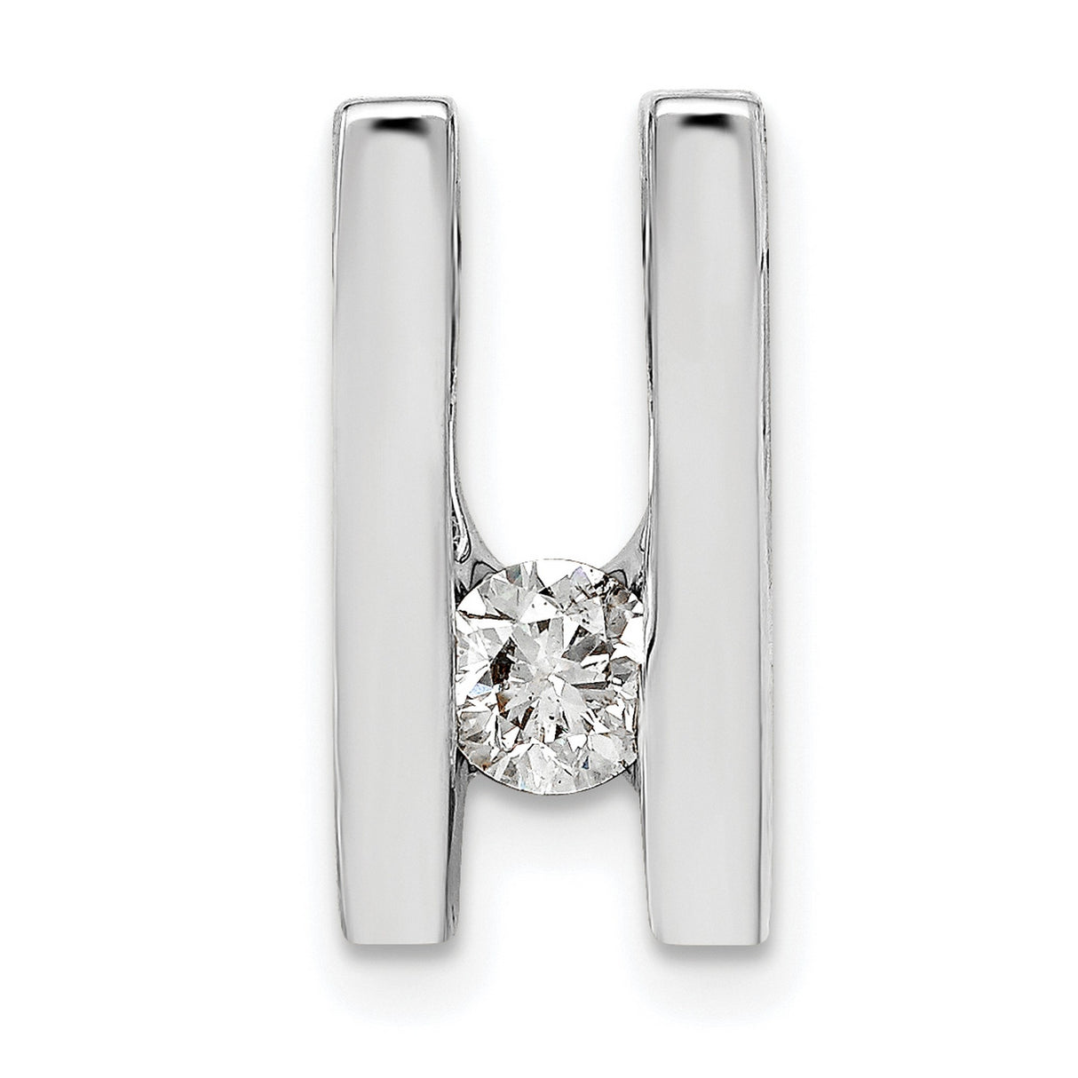 A 4.1mm Diamond Slide Charm Pendant in Real 14k White Gold