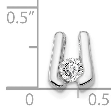 AA 3.75mm Diamond Slide Charm Pendant in Real 14k White Gold