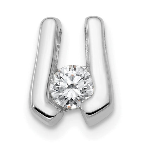 AA 3.75mm Diamond Slide Charm Pendant in Real 14k White Gold