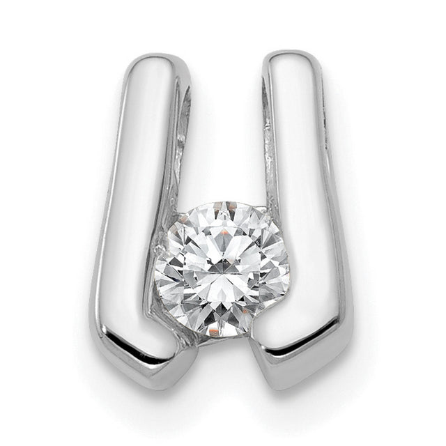 AA 3.75mm Diamond Slide Charm Pendant in Real 14k White Gold